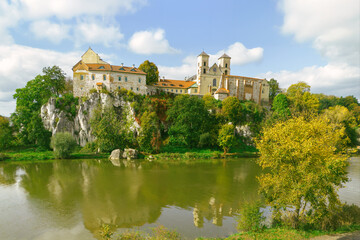 Fototapeta premium Benedictine Abbey by Vistula in autumn