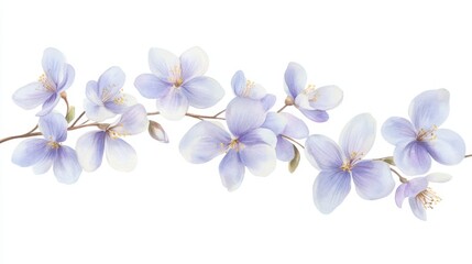 Obraz premium Watercolor illustration spring blossom flowers with delicate white and light purple petals