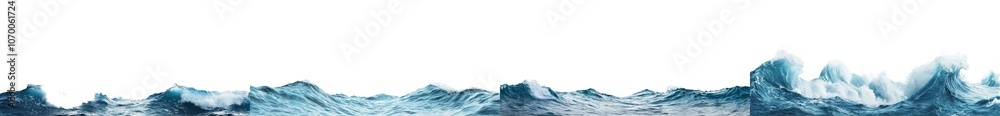 Poster isolated water surface with sea bottom on transparent background