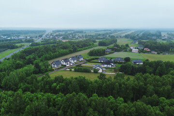 Fototapeta premium Aerial shot of new residential area with large private houses