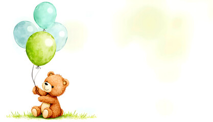 Obraz premium bear with balloons