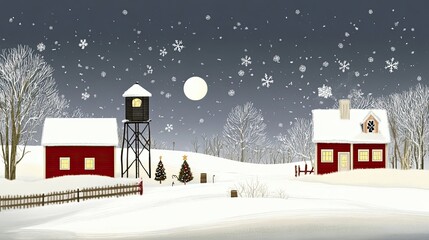 Naklejka premium New Jersey Christmas Scene With Winter Landscape and Cozy Homes Generative AI
