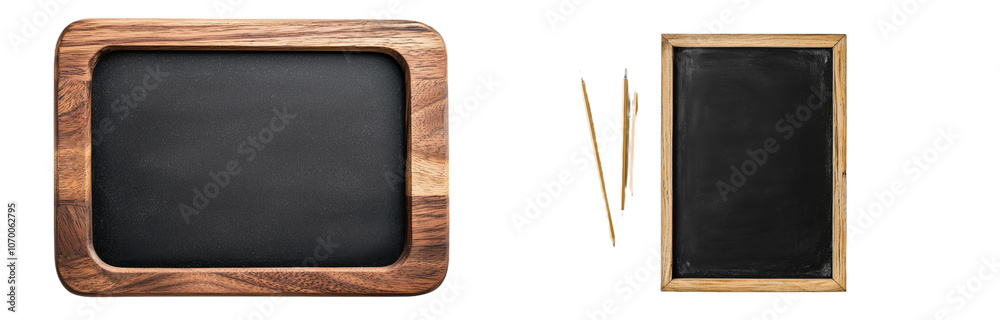 Poster isolated over a transparent background is an old blank blackboard
