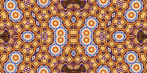 Seamless kaleidoscope pattern. The texture of the woven pattern. Endless pattern