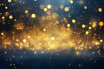 Obraz premium Mesmerizing display of golden blue bokeh lights 