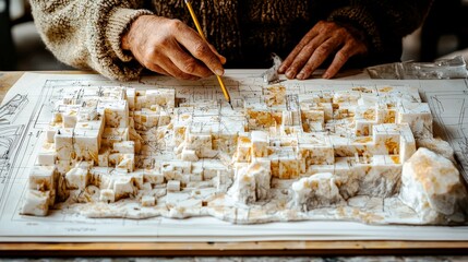 Craftsman Working on Detailed Architectural Model