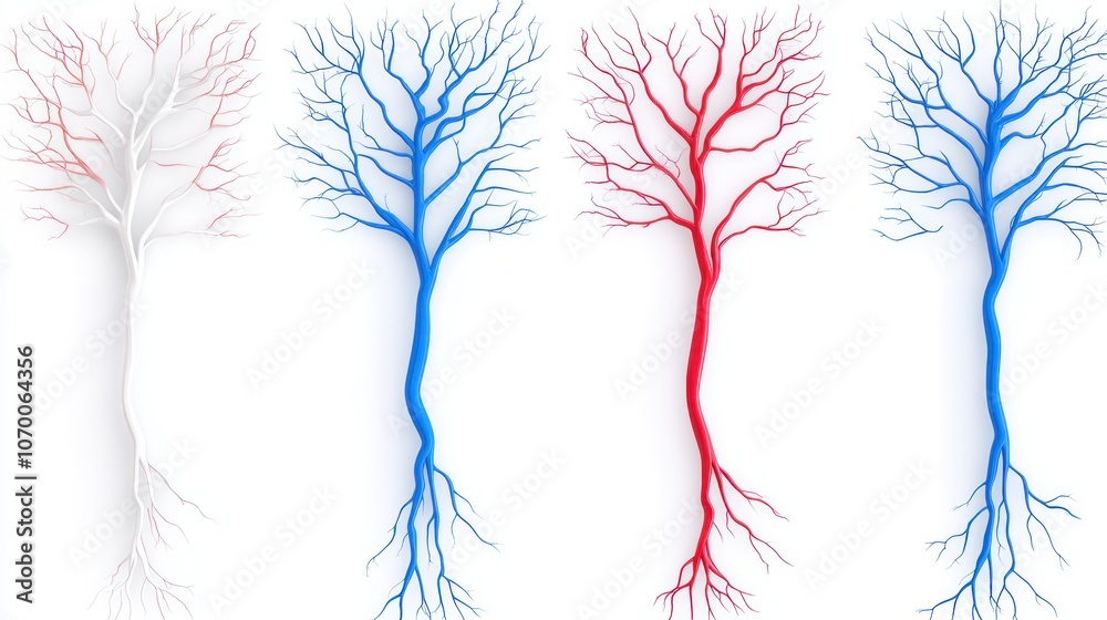 Aufkleber Explore the intricate structure of abstract tree roots in vibrant colors