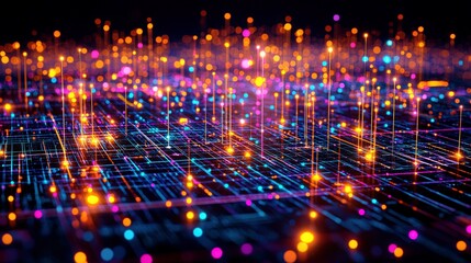 Abstract Neon Lights in Anime Style Architecture