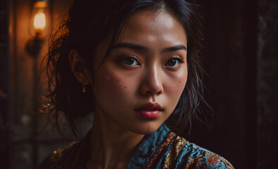 Woman with dark hair and brown eyes