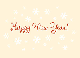 Festive greeting card design celebrating the New Year, adorned with snowflakes