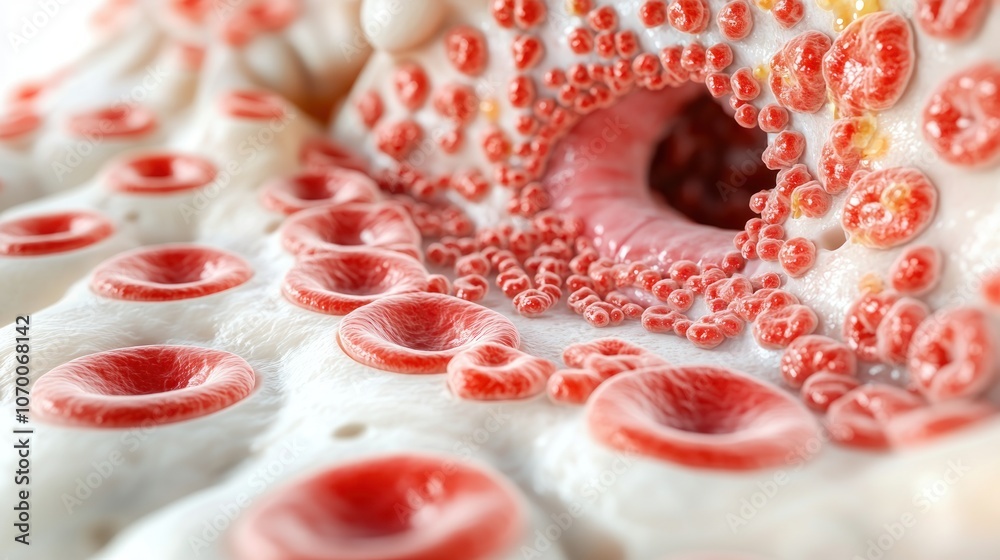 Poster explore the intricate structure of blood cells under a microscope