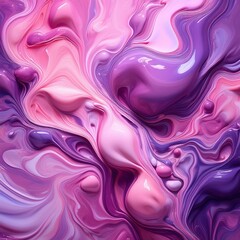 Obraz premium Fluid, marbleized liquid pattern in shades of pink and purple, creating a soft, dreamy