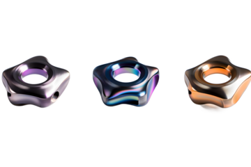 Three Unique Star-Shaped Metal Objects Displayed Together