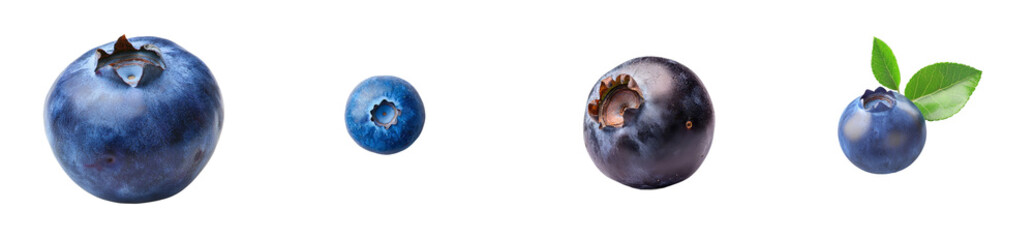 Blueberry isolated on transparent background, top view