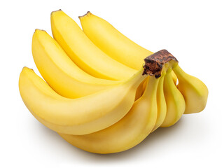 Ripe banana bunch isolated on white background. File contains clipping path.