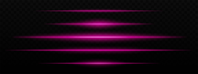 Intense purple horizontal light streaks with a glow effect on a dark background. Suitable for futuristic themes, sci-fi effects, or digital transitions.