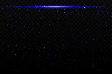 Blue sparkling light effect with subtle glowing particles on a dark background, ideal for sci-fi, cosmic, or night sky themes. The horizontal beam adds a dynamic futuristic feel.