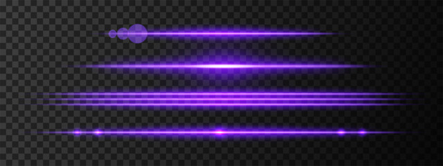 Purple light glare beam. A sharp horizontal beam reflection. Sci-fi designs, light transitions, or futuristic effects. Glowing light streaks and neon effects. Dynamic shine wallpaper background