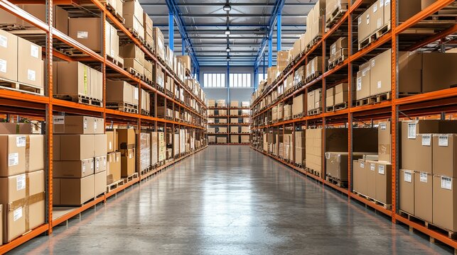 Inventory shelves in a wearhouse