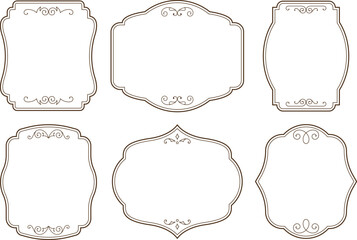 Vintage label design with monograms and frames	
