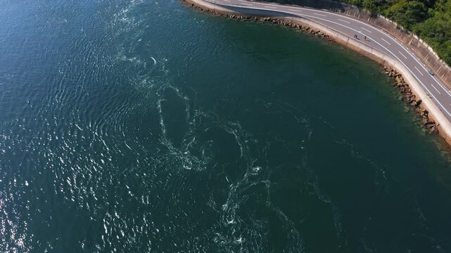 Natural Tidal Pools in Inland Sea Setonaikai in Japan, Aerial View