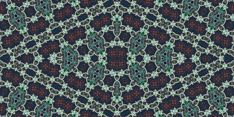 Seamless kaleidoscope pattern. The texture of the woven pattern. Endless pattern