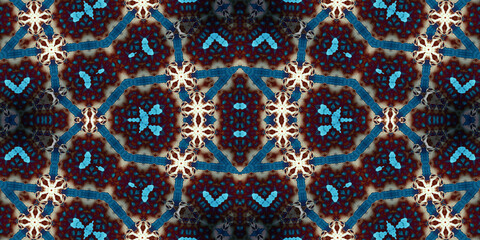 Seamless kaleidoscope pattern. The texture of the woven pattern. Endless pattern