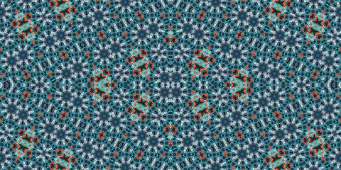 Seamless kaleidoscope pattern. The texture of the woven pattern. Endless pattern