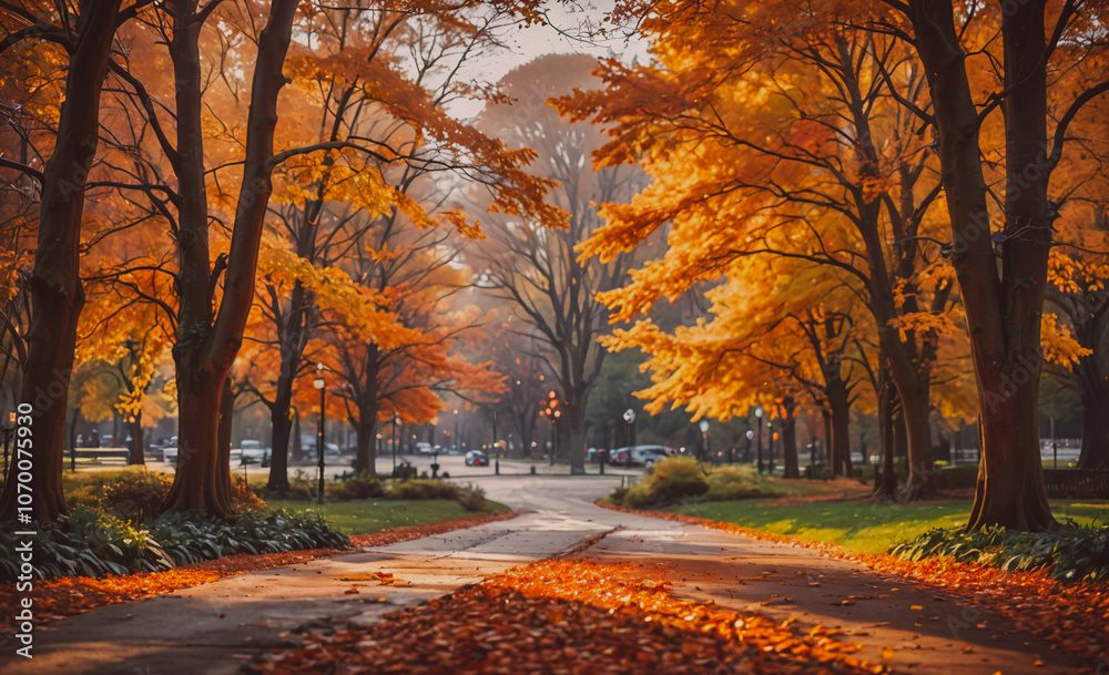 Poster path with trees on both sides