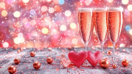 Celebrate with sparkling drinks and heart decorations perfect for any occasion