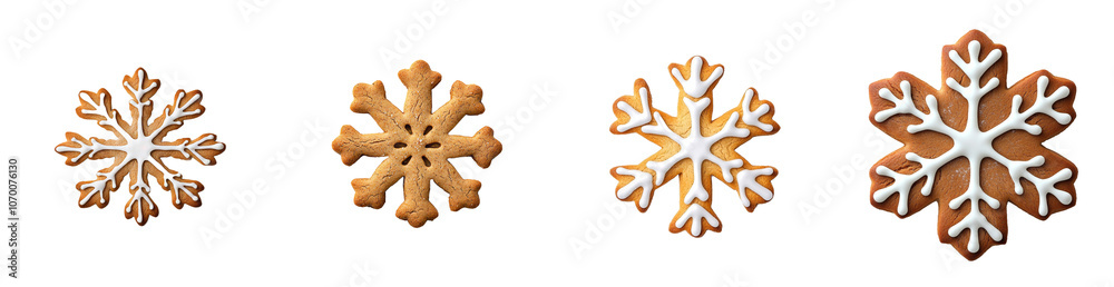 Poster Isolated gingerbread snowflake cookie on a transparent background