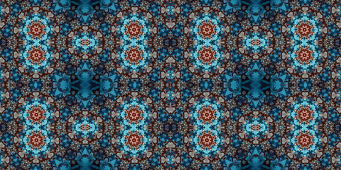 Seamless kaleidoscope pattern. The texture of the woven pattern. Endless pattern