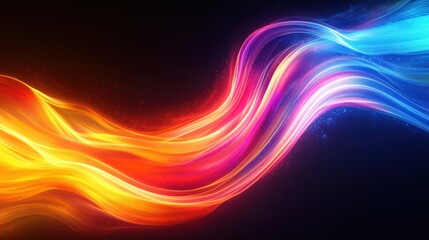 Neon lines that surge and swirl in a way that resembles the flow of energy, on a dark background to emphasize movement.