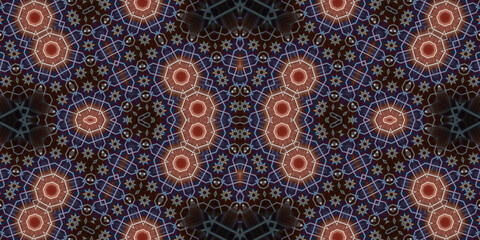 Seamless kaleidoscope pattern. The texture of the woven pattern. Endless pattern
