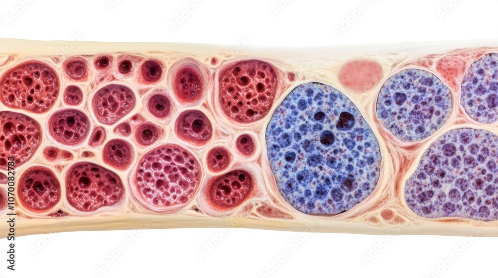 Aufkleber explore the complex structure of bone tissue with detailed microphotography