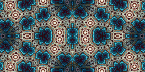 Seamless kaleidoscope pattern. The texture of the woven pattern. Endless pattern