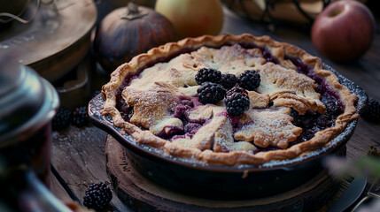 Rustic Blackberry Cobbler with Golden Lattice Crust