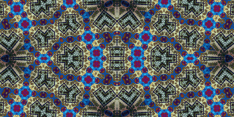 Seamless kaleidoscope pattern. The texture of the woven pattern. Endless pattern