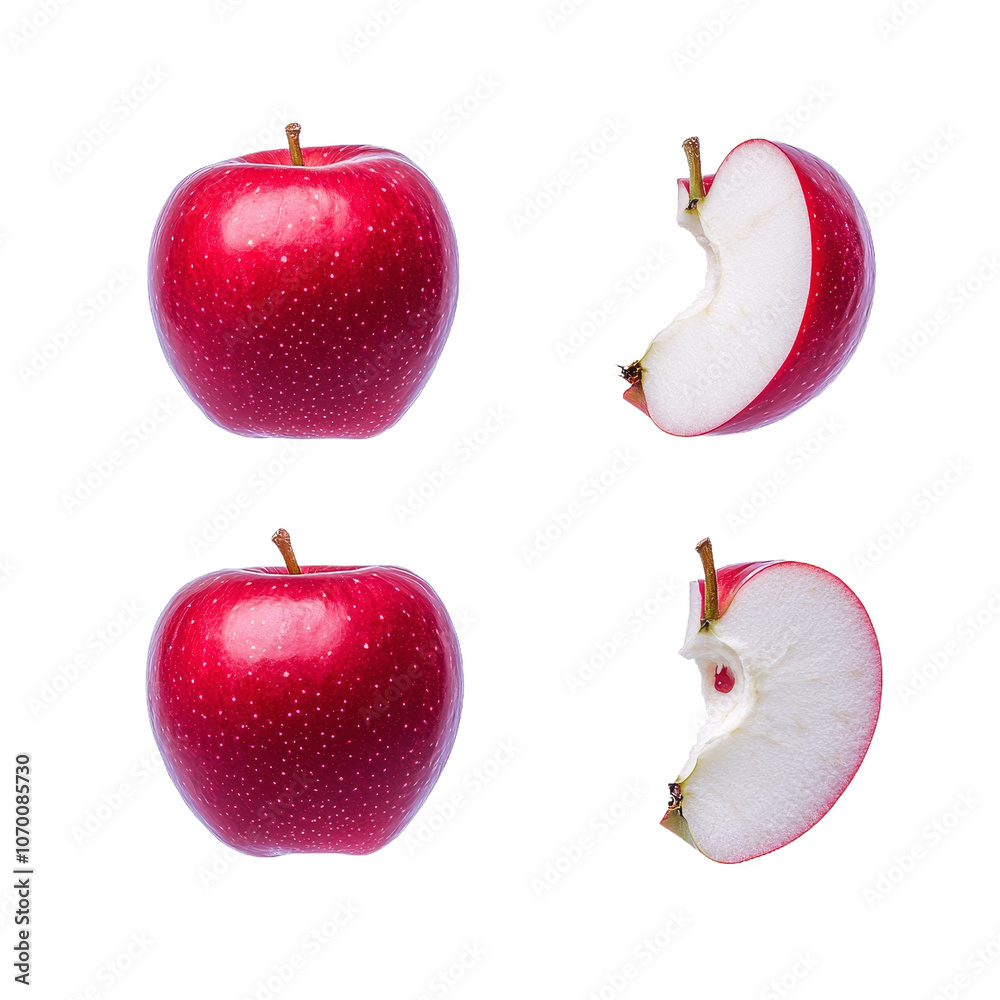 Poster there is a bite mark on the side of the apple, showing the inner white flesh. the surface of the app