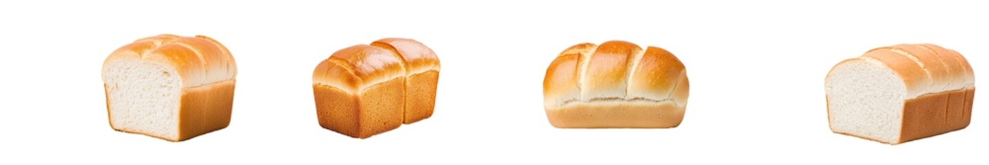 Bread with golden brown crust, fluffly texture, and a classic, comforting design. Isolated on transparent background. .