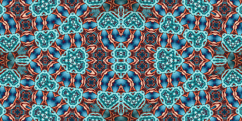 Seamless kaleidoscope pattern. The texture of the woven pattern. Endless pattern