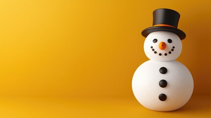 Create a festive atmosphere with a charming snowman on a bright yellow background