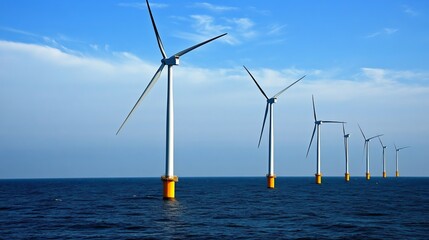 Off the Dutch coast of Ijmuiden, offshore wind turbines are being erected in the North Sea.