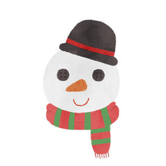 Cute snowman with a hat illustration watercolor