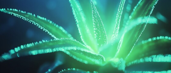 Glowing blue crystal flower on a futuristic surface.