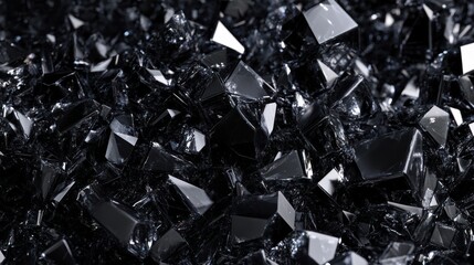 Abstract background of many sharp dark gray broken glass shards.