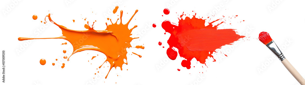 Aufkleber an ink splash in yellows and oranges with a dynamic splatter effect. perfect for bold design project
