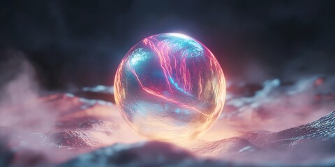 Close-up shot of a luminous crystal orb