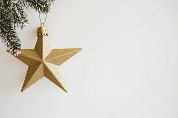 Simple Christmas star in gold, white background, clean and elegant style