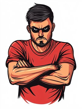 A striking design features a bold, defiant character crossing their arms, embodying impudence against a clean white background.